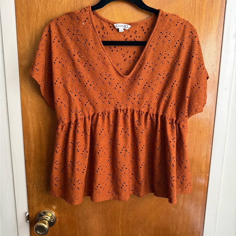Nanette Lepore Terracotta Eyelet Blouse